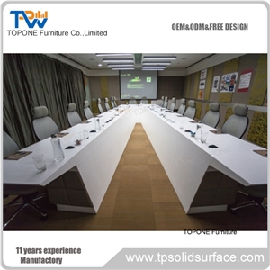 Quartz Stone Meeting Table with Durable Stainless Steel Base