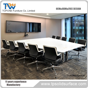 Quartz Stone Meeting Table with Durable Stainless Steel Base