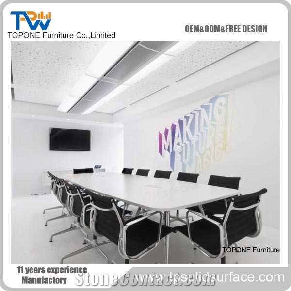 Quartz Stone Meeting Table with Durable Stainless Steel Base