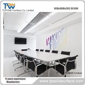 Quartz Stone Meeting Table with Durable Stainless Steel Base