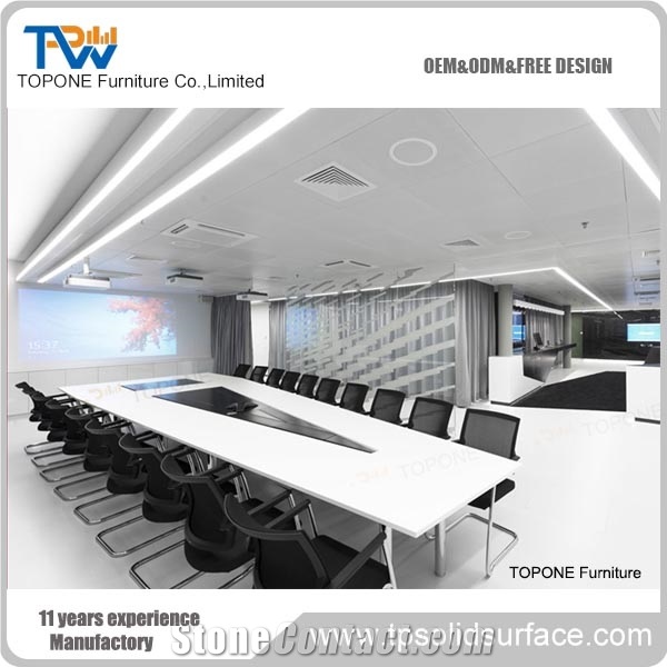 Quartz Stone Meeting Table with Durable Stainless Steel Base