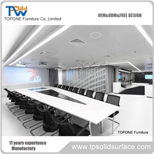 Quartz Stone Meeting Table with Durable Stainless Steel Base
