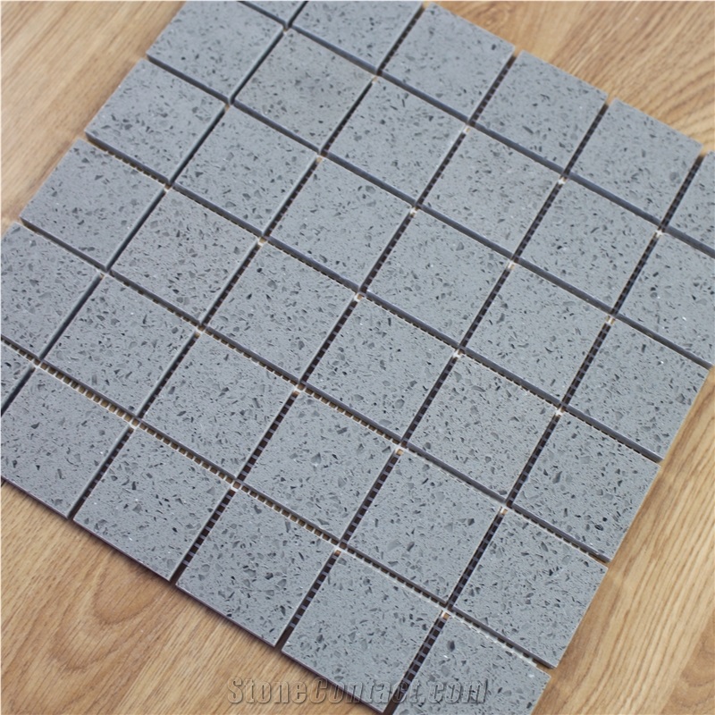 Artificial Grey Quartz Mosaic Tile with Mirror