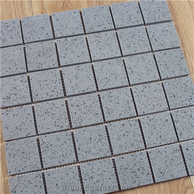 Artificial Grey Quartz Mosaic Tile with Mirror