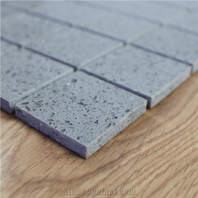 Artificial Grey Quartz Mosaic Tile with Mirror