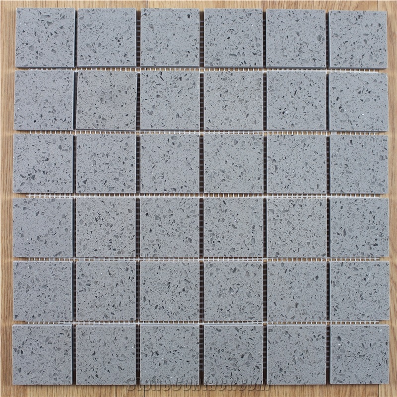Artificial Grey Quartz Mosaic Tile with Mirror