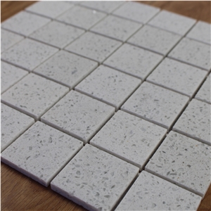 White Sparkle Quartz Mosaic Tile for Home Decoration 48x48 Polished