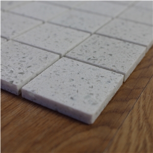 White Sparkle Quartz Mosaic Tile for Home Decoration 48x48 Polished