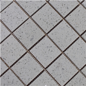 White Sparkle Quartz Mosaic Tile for Home Decoration 48x48 Polished