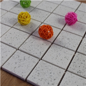 White Sparkle Quartz Mosaic Tile for Home Decoration 48x48 Polished