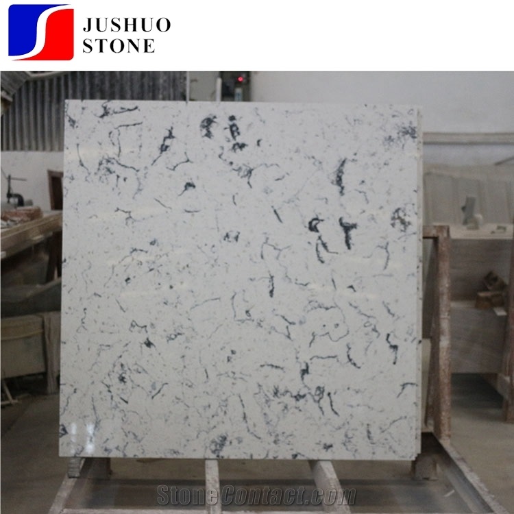 Absolute Good Quality Sparkle Pot Marble Veins Quartz Slab for Top Use