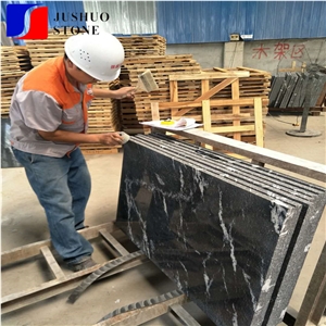 China Jet Mist River Black Via Lactea Granite,China Polished Snow White