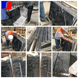 Cloud Black Granite Stone Kitchen Countertop,Snow Grey Granite,Mist Black Via Lactea Top