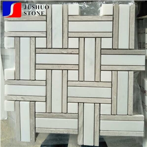 Fiberglass Yarn Woven Shape Mesh Marble Mosaic with Cheap Price