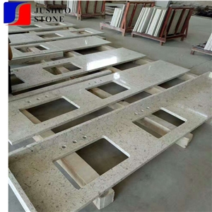 Light Yellow/ Beige Quartz Countertop for Kitchen Island Applications
