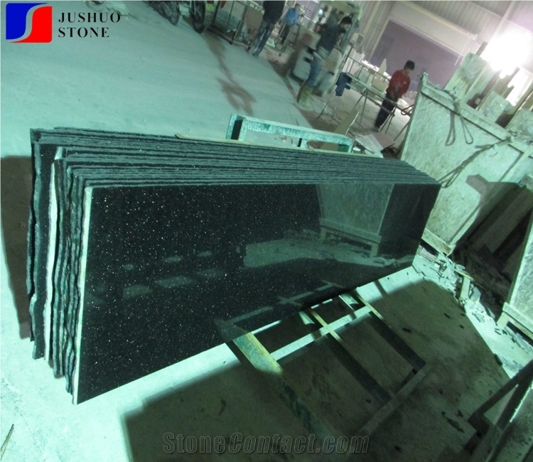 Natual Indian Block Black Galaxy Granite Countertop for Kitchen,Bars