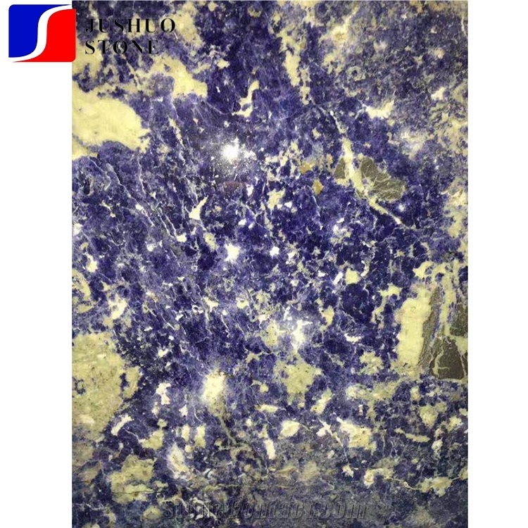 Natural Transparent Dark Blue Semiprecious Sodalite Laminated Stone