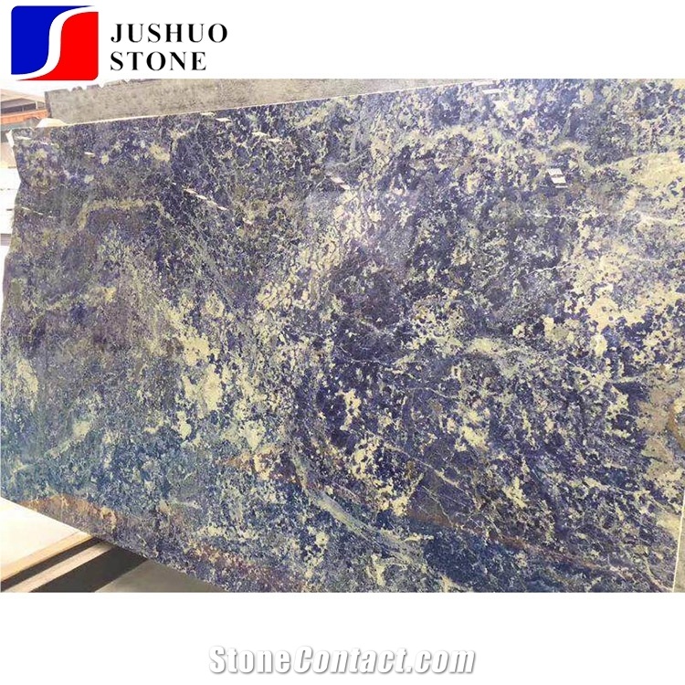 Natural Transparent Dark Blue Semiprecious Sodalite Laminated Stone
