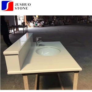 Polished Pure White White Quartz Kitchen Countertop from China Factory