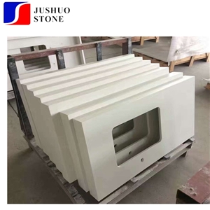 Polished Pure White White Quartz Kitchen Countertop from China Factory