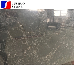 Solid Black Golden Veins/Grains Quartz Slab Stone Tiles for Countertop