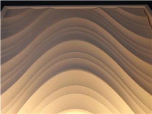 Lymra White Limestone Spray Wave Shaped 3d Cnc Wall Panel Tiles Customized