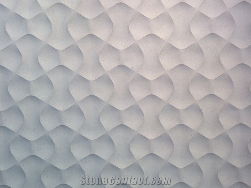 Lymra White Limestone Spray Wave Shaped 3d Cnc Wall Panel Tiles Customized