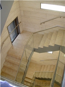 Portugal Beige Marble Deck Stair,Door Front Staircase Risers for Outside