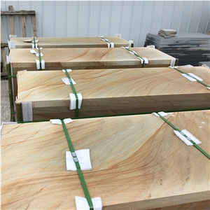 Yellow Wood Sandstone Slabs for Wall Tiles, Sichuan Yellow Sandstone