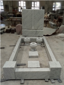 Western Design Carara White Marble Gravestone with Vases