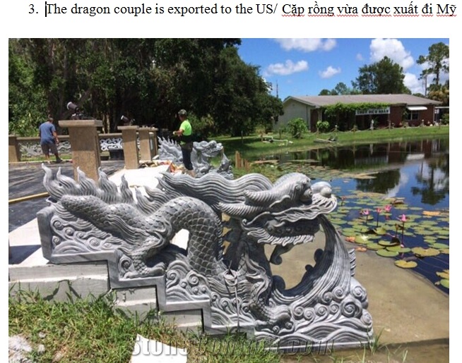 Two Dragon Rails Stone Sculpture, Marble Carving