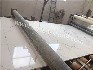 Calacatta/Carrara White Quartz/Artificial Marble Stone Slabs&Tiles