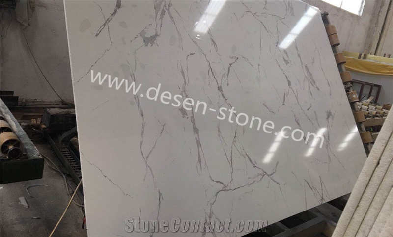 Calacatta/Carrara White Quartz/Artificial Marble Stone Slabs&Tiles