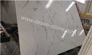 Calacatta/Carrara White Quartz/Artificial Marble Stone Slabs&Tiles
