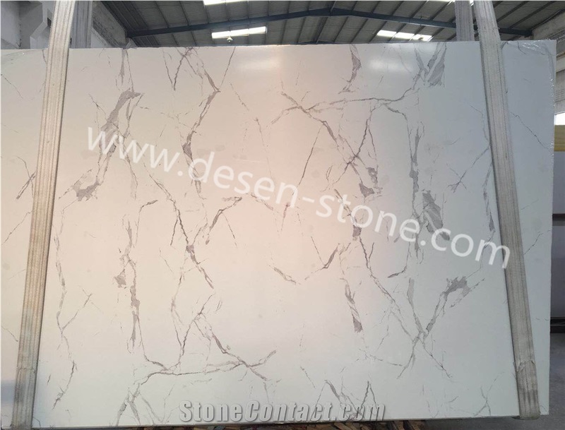 Calacatta/Carrara White Quartz/Artificial Marble Stone Slabs&Tiles