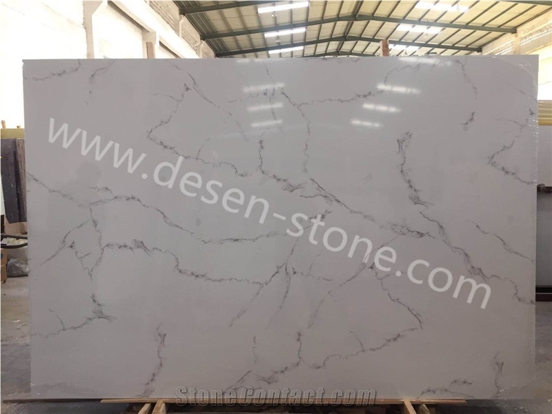 Calacatta/Carrara White Quartz/Artificial Marble Stone Slabs&Tiles