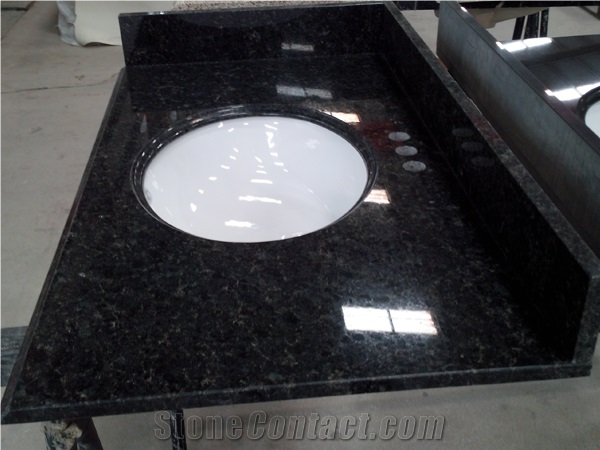 Butterfly Green Granite with One Oval Ceramic Sink 1714 Bath Tops
