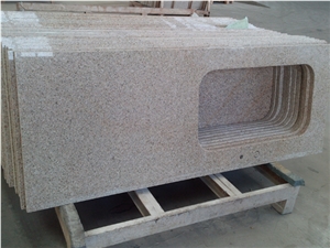 G681 Rosy Cloud Pink Chinese Granite Stone Kitchen Sink Cutout Tops