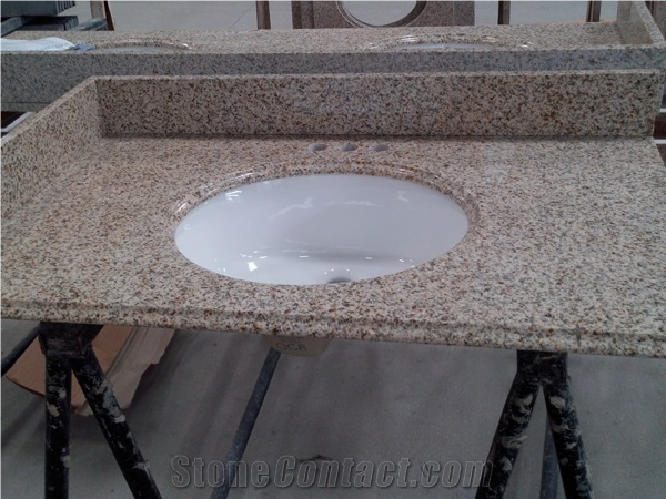 Golden Yellow Shandong Rust Granite,Single Oval Bowl Bath Tops
