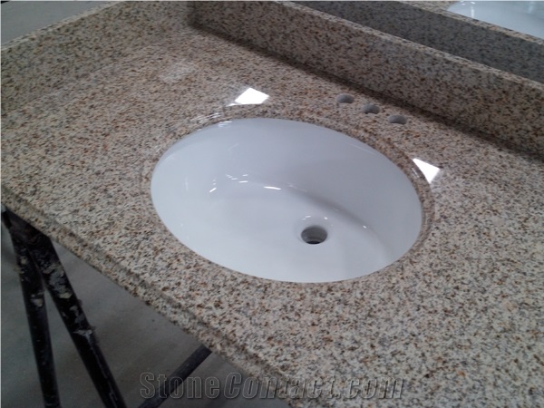 Golden Yellow Shandong Rust Granite,Single Oval Bowl Bath Tops
