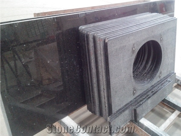 India Black Pearl Granite Eased Polished Bath Countertop