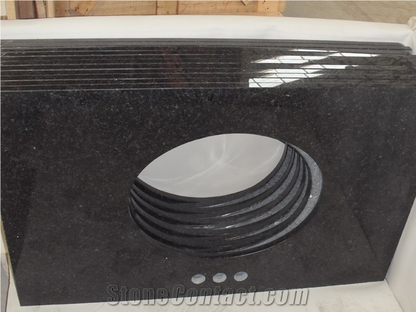 India Black Pearl Granite Eased Polished Bath Countertop