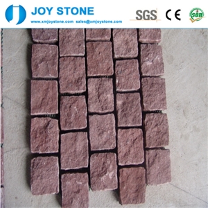 Best Price China Porphyry Dayang Red Flamed Mesh Paving Cobblestone