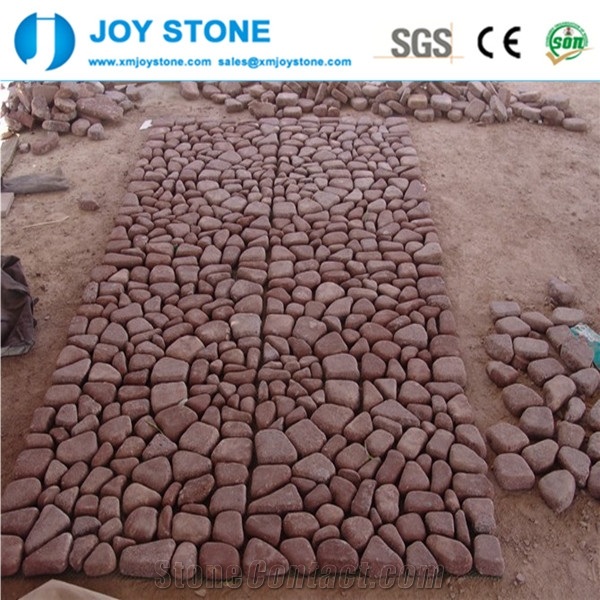 Excellent Quality China Dayang Red Porphyry Flamed Granite Cobbles Mat
