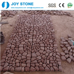 Excellent Quality China Dayang Red Porphyry Flamed Granite Cobbles Mat