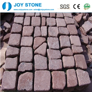 Excellent Quality China Dayang Red Porphyry Flamed Granite Cobbles Mat