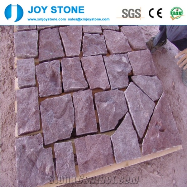 Excellent Quality China Dayang Red Porphyry Flamed Granite Cobbles Mat