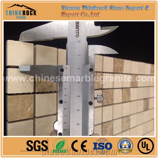 18mmx18mm Honed Square Brown and Beige Mix Marble Mosaic Tiles