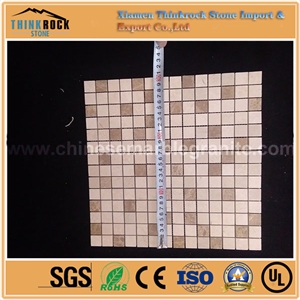 18mmx18mm Honed Square Brown and Beige Mix Marble Mosaic Tiles