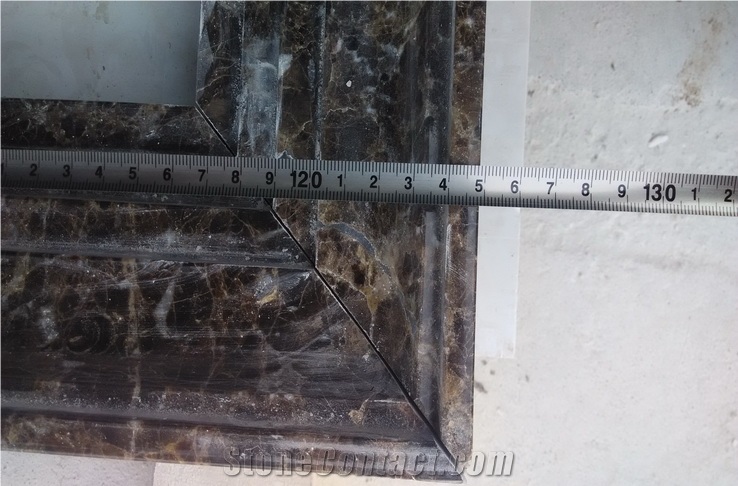 Polished Dark Emperador Brown Marble Sink Water Lines